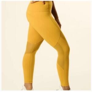 ZYIA Active Mustard Yellow Mesh Alive Mid Rise 7/8 24” Cropped Leggings Size 4